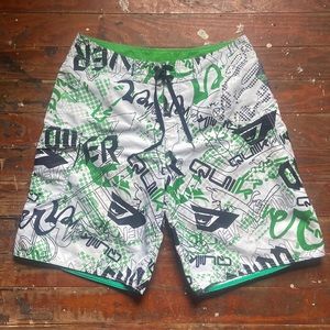 Quicksilver Vintage Graffiti Script Boardshorts Size 34